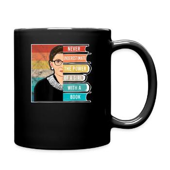 Never Underestimate The Power of A Girl With Book - Full Colour Mug - black - Right