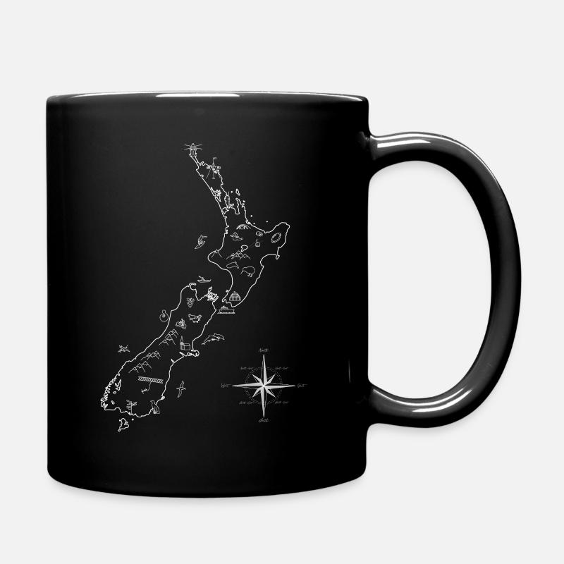 Neuseeland Reise Karte - Tasse einfarbig - Schwarz