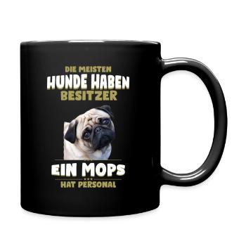 Mops Shirt - Mops Hund TShirt - Tasse einfarbig - Schwarz - Rechts