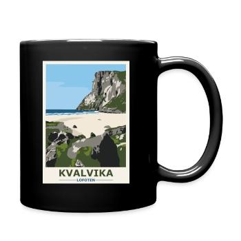 Kvalvika Beach Lofoten Norwegen Geschenk und Idee - Tasse einfarbig - Schwarz - Rechts