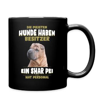 Shar Pei Tshirt - Shar Pei Hund Shirt - Tasse einfarbig - Schwarz - Rechts