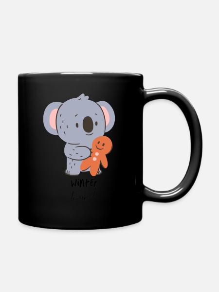 Winter time cute koala winter design! - Full Colour Mug - black