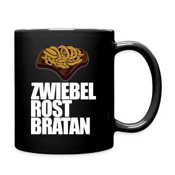 Zwiebelrostbratan, Zwiebelrostbraten, lecker - Tasse einfarbig - Schwarz - Rechts