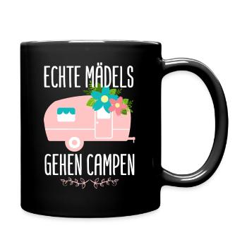Echte Mädels gehen Campen Camping Wohnwagen - Tasse einfarbig - Schwarz - Rechts