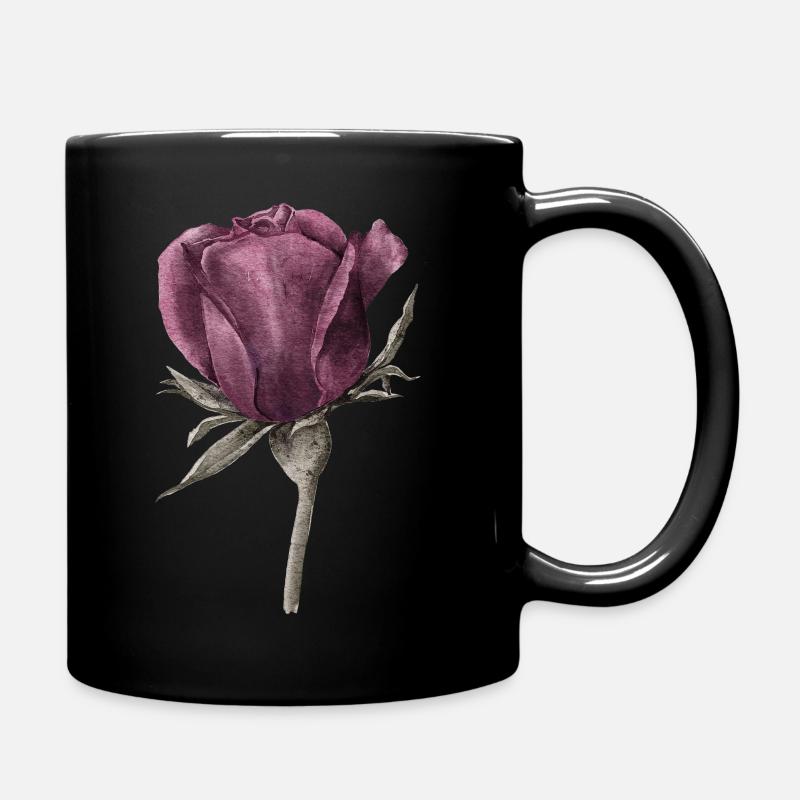 Rose Blume - Tasse einfarbig - Schwarz