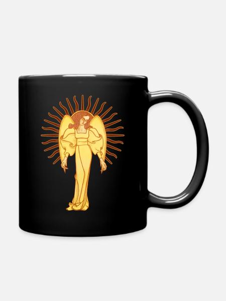Dein Schutzengel, ein Jugendstil-Engel - Tasse einfarbig - Schwarz