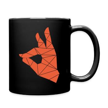 Schweigefuchs im orangenem Design - Tasse einfarbig - Schwarz - Rechts