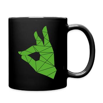 Schweigefuchs im grünem Design - Tasse einfarbig - Schwarz - Rechts