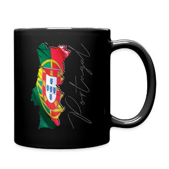 Drapeau du Portugal sur la carte du Portugal - Mug uni - noir - Droite