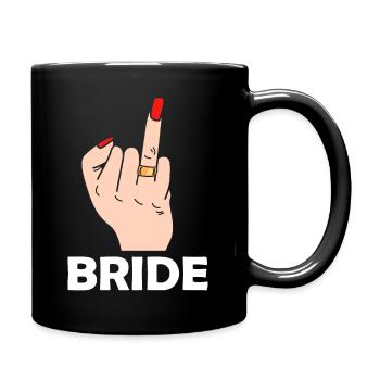 Braut Heirat Hochzeit Mittelfinger - Tasse einfarbig - Schwarz - Rechts