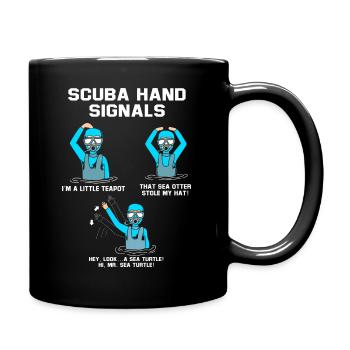 Taucher Handzeichen Scuba Diving - Tasse einfarbig - Schwarz - Rechts