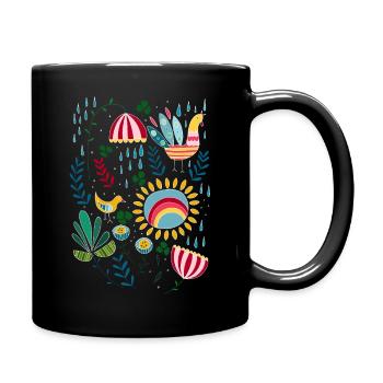 Lass es regnen. Skandinavisches Vintage Muster - Tasse einfarbig - Schwarz - Rechts