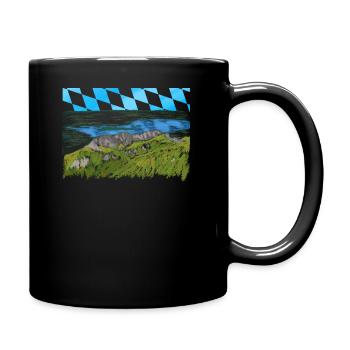 Bergpanorama Kampenwand Chiemsee gezeichnet - Tasse einfarbig - Schwarz - Rechts