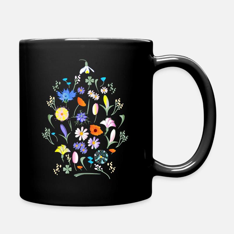 Bunte Blumen Blumenwiese - Tasse einfarbig - Schwarz