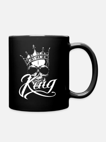 König Totenkopf mit Krone - Tasse einfarbig - Schwarz