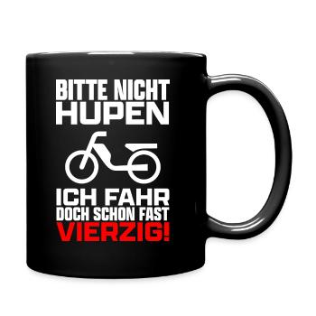 Bitte nicht hupen Roller Moped Mofa Mokick lustig - Tasse einfarbig - Schwarz - Rechts