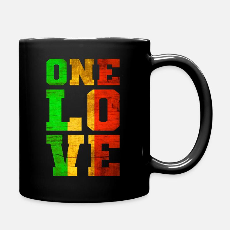 ONE LOVE Reggae Music - Full Colour Mug - black