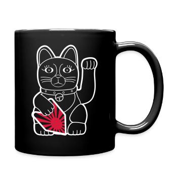 Maneki Neko « Rising Sun Flag » - Bright Contour - Mug uni - noir - Droite