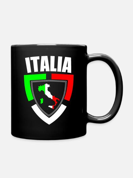 Souvenir Italie, carte du drapeau, idée cadeau - Mug uni - noir