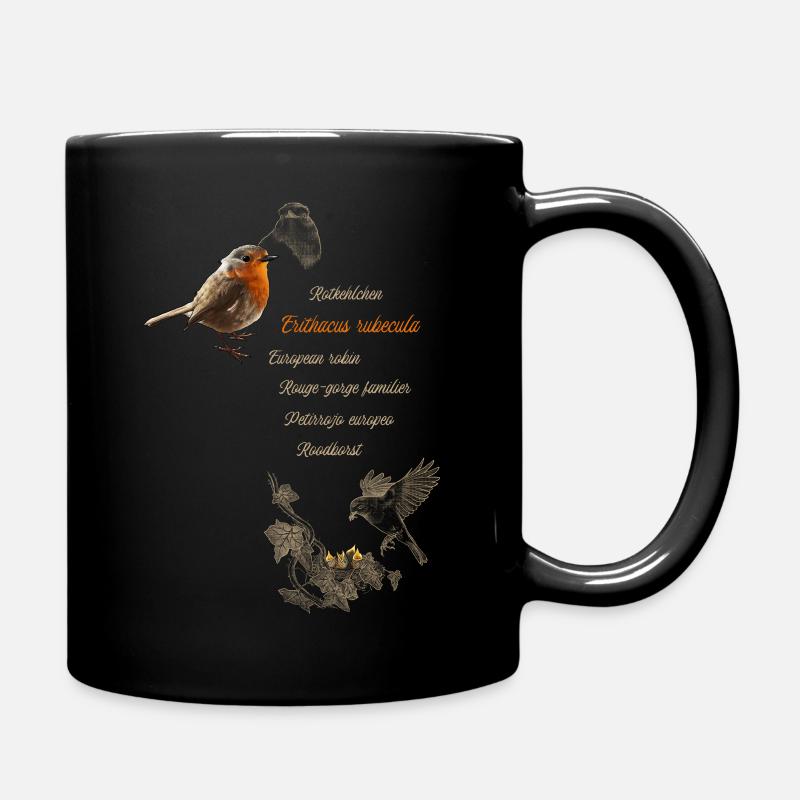 Rotkehlchen - Erithacus rubecula - Tasse einfarbig - Schwarz