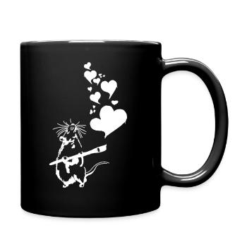 Rat Banksy Street Art LOVE IS IN THE AIR - Full Colour Mug - black - Right