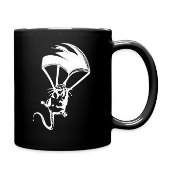 Ratte Fallschirm Graffiti Banksy Street Art - Tasse einfarbig - Schwarz - Rechts