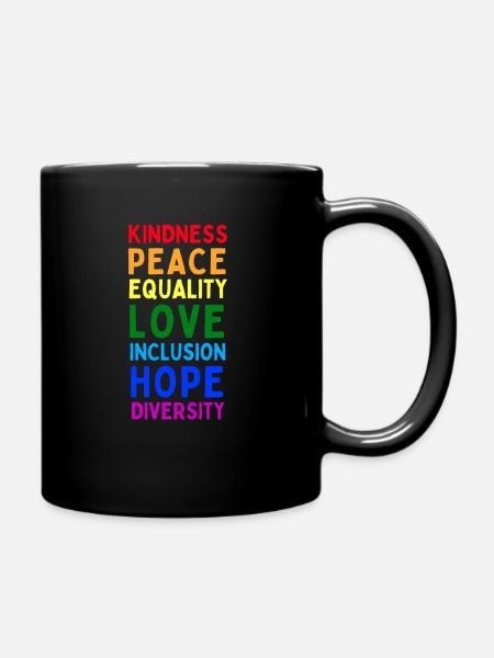 lgbtq, lgbt, gay pride, gay, rainbow, pride - Full Colour Mug - black