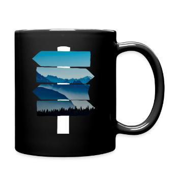 Mountains Nature Signpost Hiking - Full Colour Mug - black - Right