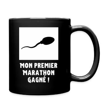 Mon premier marathon sport humour running - Mug uni - noir - Droite