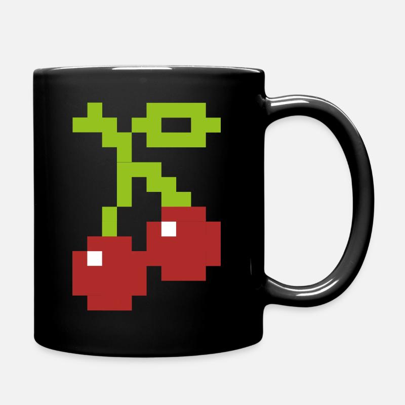 pixel kirsche - Tasse einfarbig - Schwarz