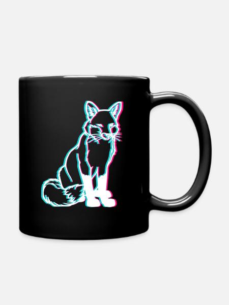 Fuchs 3D Wald Tiere - Tasse einfarbig - Schwarz