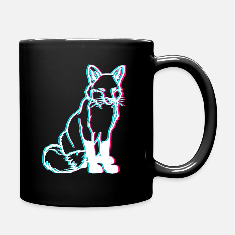 Fuchs 3D Wald Tiere - Tasse einfarbig - Schwarz