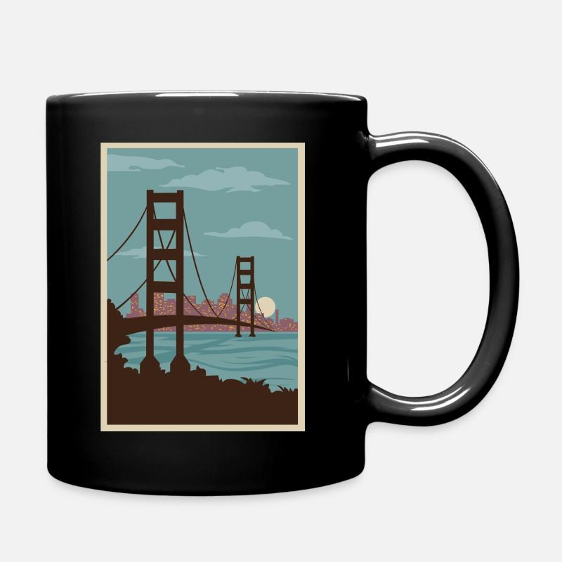 Golden Gate von San Francisco, Vintage-Illustration - Tasse einfarbig - Schwarz