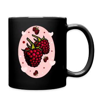 Himbeeren - Tasse einfarbig - Schwarz - Rechts