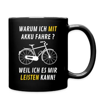 Fahrradfahren mit Akku - Tasse einfarbig - Schwarz - Rechts