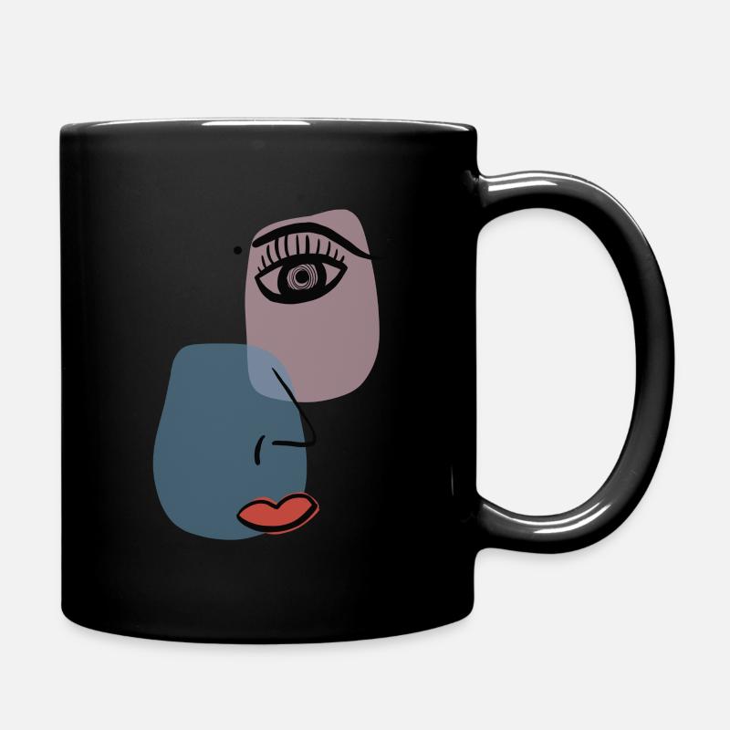 Abstraktes Gesicht - Tasse einfarbig - Schwarz