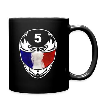 Motorsport Startnummer 5 Frankreich Tricolore - Tasse einfarbig - Schwarz - Rechts