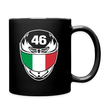 Motorrad Motorsport Startnummer 46 Italien Flagge - Tasse einfarbig - Schwarz - Rechts