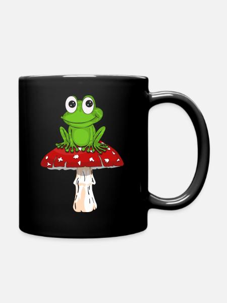 Cottagecore Frosch Auf Einem Pilz Geschenk Kostum - Tasse einfarbig - Schwarz