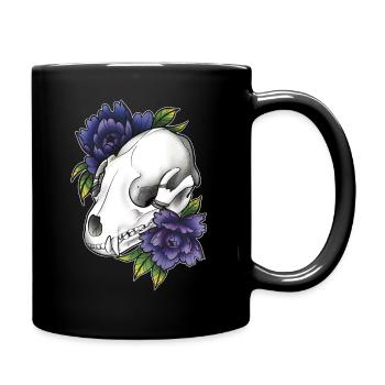 Fantasy raccoon skull - Full Colour Mug - black - Right