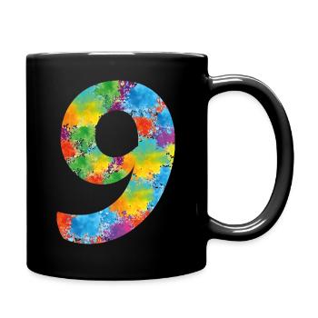 9. Geburtstag Neun 9 Zahl Kleks Geschenk - Tasse einfarbig - Schwarz - Rechts