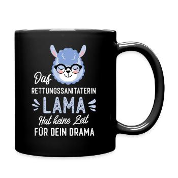 Rettungssanitäterin Lama Spruch Lustiges Geschenk - Tasse einfarbig - Schwarz - Rechts