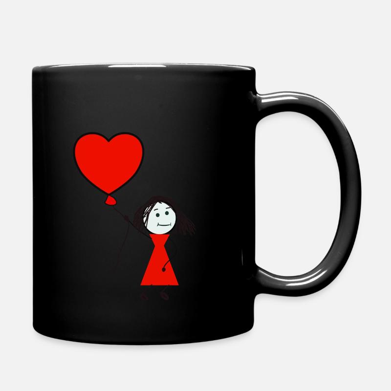 Mädchen Ballon Herz Rot - Tasse einfarbig - Schwarz