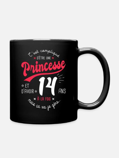 princesse 14 ans cadeau anniversaire 14 ans fille - Mug uni - noir