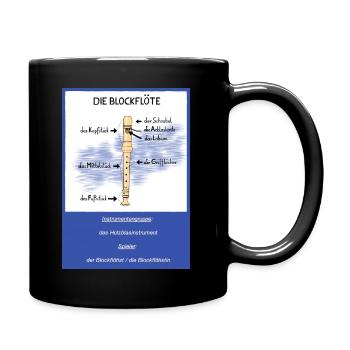 Blockflöte Karte - Tasse einfarbig - Schwarz - Rechts
