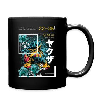 Japanischer Art Style Blauer Koi Fisch - Tasse einfarbig - Schwarz - Rechts