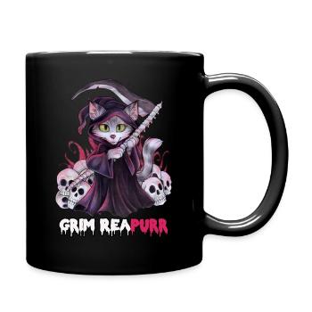 Grim Reapurr niedlich Katze als Sensenmann - Tasse einfarbig - Schwarz - Rechts