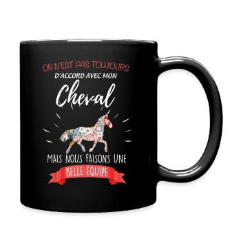 Equitation cavalière et cheval une belle équipe - Mug uni - noir - Droite
