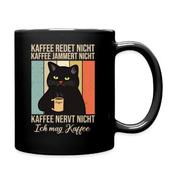 Lustige Katze mit Kaffee Geschenk - Tasse einfarbig - Schwarz - Rechts