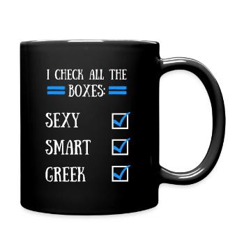 Greek Greek smart sexy funny pretty joke - Full Colour Mug - black - Right